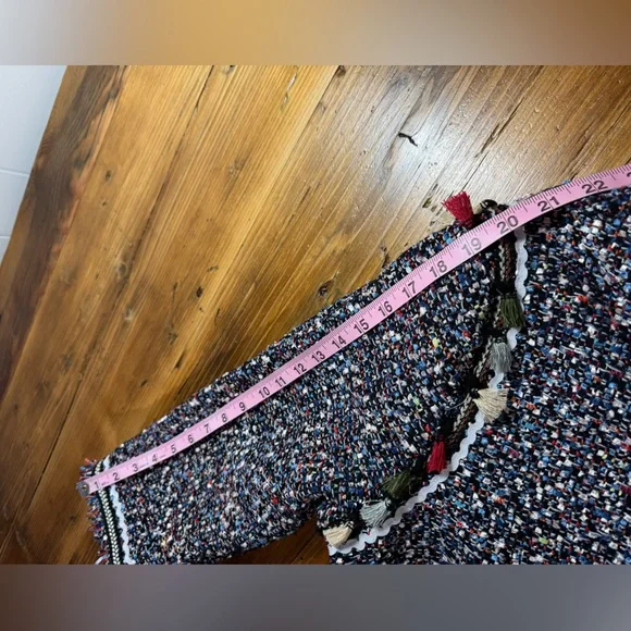 Lea & Viola Women’s Black, Multi-Colored Chunky Woven Tweed Jacket w/ Tassels L - Picture 16 of 16